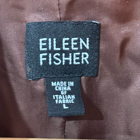 Eileen Fisher Brown 100% Wool Zip Up Coat size L - Picture 2 of 6
